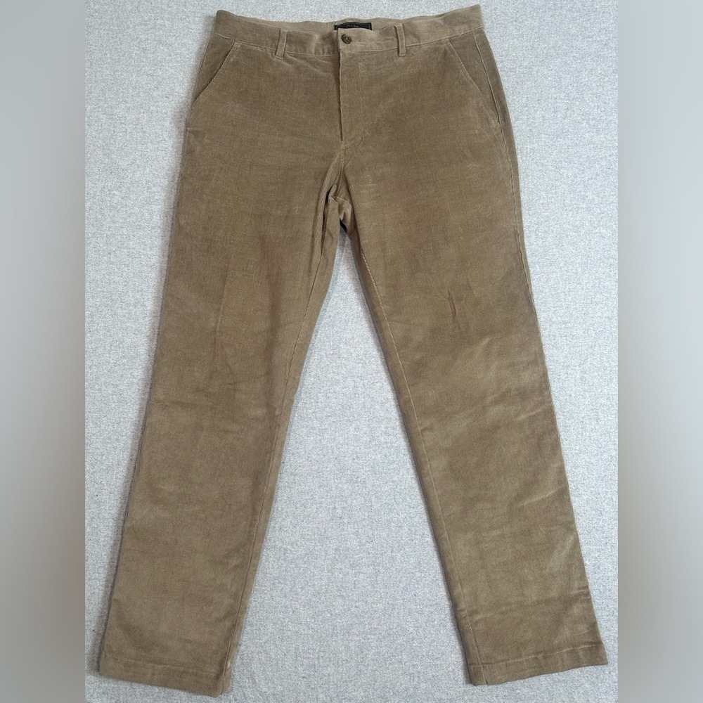 Jos A Bank Reserve Flat Front Corduroy Pants Mens 35x32 Brown Fine Rib Cotton